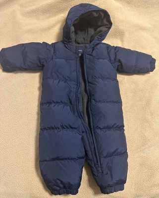 Baby Gap Snowsuit Bunting 12-18 Months Hooded Blue Color Fleece Lined  - Image 1 of 4