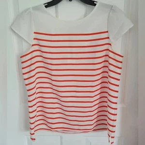 Loft Women's Red White Stripe Short Sleeve Blouse Size XLP - Picture 1 of 5