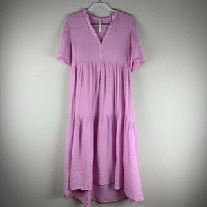 Abito casual By Anthropologie rosa semi trasparente 100% cotone scollo a V ciao lo piccolo - Foto 1 di 7