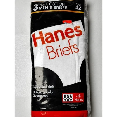 Paquete de 3 calzoncillos de algodón Hanes para hombre años 90 talla 42 100 % algodón tightie whities Foto 1 de 4