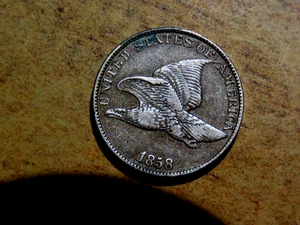 High Grade 1858 Large Letters Flying Eagle Copper Nickel Thick Planchet Penny C9 - Picture 1 of 2