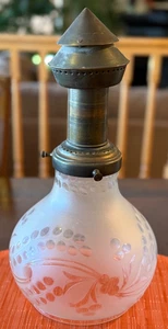 Antique Oil Lamp Shade Cut Design 6" Fitter Solar Astral Metal Top Attachment - Picture 1 of 15