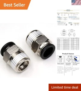 10-Pack Push to Connect 1/2" OD to 1/2" NPT Male Fittings - Durable & Efficient - Picture 1 of 8