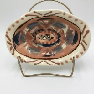 Art Bowl Dish Vintage Southwest Design Ceramic Hand Made & Painted Decor Signed - Picture 1 of 6