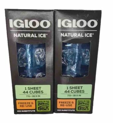 2x Igloo Freeze And Re-Use Natural Ice Substitute 1 Sheet 44 Cubes 7.5 X 18.5 - Image 1 of 2