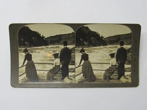 Niagara Falls Observation Deck Roaring Whirlpool Victorian Lady Stereoview 1901 - Picture 1 of 2