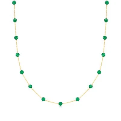 Ross-Simons 3,70 ct. t.w. Collar de cuentas estación esmeralda en oro amarillo de 14 k Foto 1 de 4
