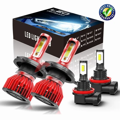 For Toyota Hiace Van 2006-2023-4X WHIte H4+H11 LED Headlight+Fog Light Bulbs Kit - Image 1 of 4