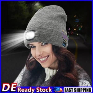 Bluetooth-kompatible Beanie mit LED-Licht musikalische Strickmütze mit Kopfhörer - Bild 1 von 30