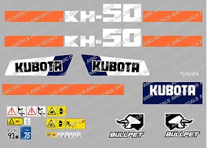 Kubota KH50 Mini Bagger Komplette Aufkleber Satz mit Sicherheit Warnzeichen - Bild 1 von 1