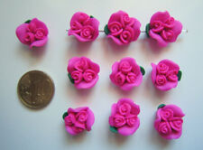 Flores fimo rosa 15 mm X 10 UNIDADES manualidades pegar scrapbooking abalorios