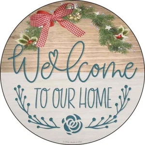 Our Home Wreath Novelty Round Circular Metal Sign 12" Home Garage Wall Decor - Picture 1 of 1