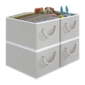 Fabric Storage Bins 4pack Collapsible Storage Baskets For Organizing Toys Books - Picture 1 of 7