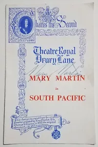 Mary Martin Signed Autograph 1951 Program Theatre Royal Drury Lane South Pacific - Picture 1 of 8