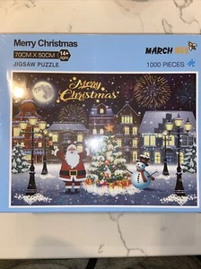 March Bee Merry Christmas Santa 1000 Pc Jigsaw Puzzle Holiday - Picture 1 of 3
