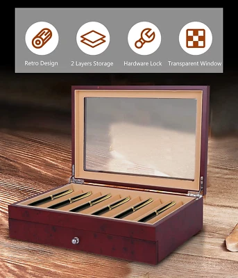 23 Slot Pen Display Storage Box Wooden School Office Gift Fountain Pen Case Gift - Image 1 of 4