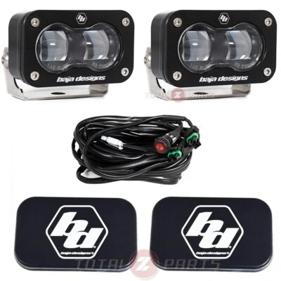Baja Designs® S2 SAE Clear Road Approved Fog Pod LED Lights, Wiring, Rock Guards - Image 1 of 2
