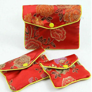 1pcs Chinese Brocade Silk Embroidery Sachet Bag Jewelry Storage Pouch Coin Purse