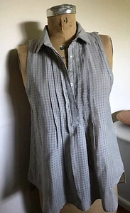 New SILENCE & NOISE Gray Plaid Urban Outfitters Sheer Sleeveless SHIRT TOP M - Picture 1 of 8