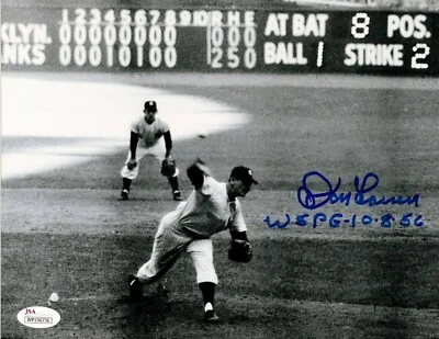 DON LARSEN WS PG 10-8-56 SIGNED 8X10 JSA CERTIFIED AUTHENTIC AUTOGRAPH YANKEES  - Image 1 of 2