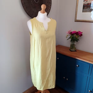 Lime Green Linen Blend Dress 12 Sleeveless Knee Length Holiday Beach Classic - Picture 1 of 12