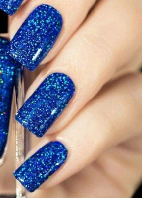 Smalto Unghia Effetto Gel Blu Elettrico Glitterato Lucido Nail Art Rinforzante - Immagine 1 di 4
