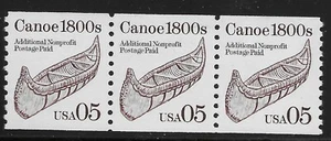 US Scott #2453, Coil of 3 1991 Canoe 5c FVF MNH - Picture 1 of 1