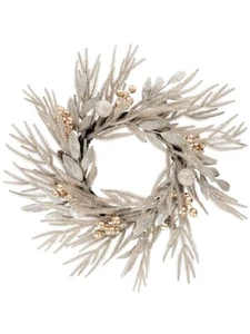 Rose Gold & Champagne Christmas Wreath With Mixed Foliage & Baubles - 70cm - Picture 1 of 4