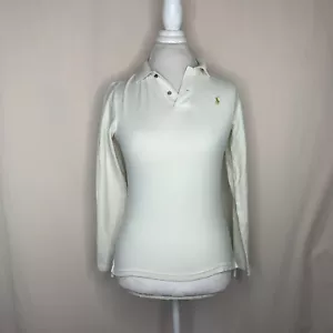 Ralph Lauren Long Sleeve Collared Off White Ivory Polo Shirt Size Girls XL 16 - Picture 1 of 9