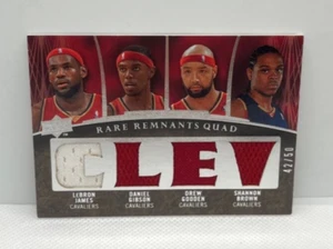 LeBRON JAMES Gibson Gooden Brown Game Used Patch 2007 UD Premier Quad Remnants - Bild 1 von 2
