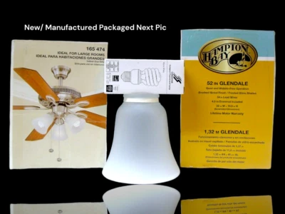 Glass Shade Light Cover w/ Bulb Replacement Hampton Bay Glendale 52" Ceiling Fan - Image 1 of 4
