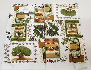 2 SAME ASCIUGAMANI DA CUCINA IN SPUGNA STAMPATA COTONE,16" x 26", OLIVE, ERBE AROMATICHE, ANETOS di AM - Foto 1 di 12