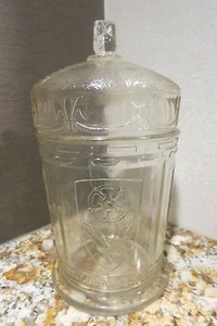 VINTAGE GLASS COVERED JAR - COMMEMORATE 25th YEAR OF THEIR MAJESTIES REIGN *HTF* - Picture 1 of 11