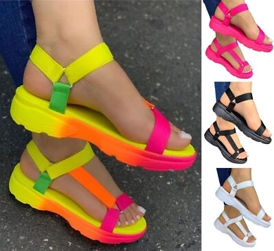 Womens Summer Wedge Heel Sandals Casual Slippers Mules Sandals Shoes Size UK