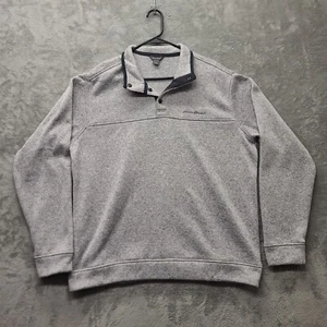 Eddie Bauer Sweater Mens XL Radiator Fleece Snap Mock Pullover Heavyweight Gray - Picture 1 of 10
