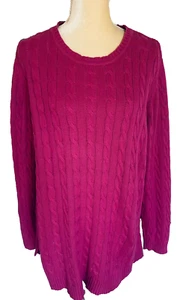 Woman Within Damen großer Pullover schwer rosa Zopfmuster 100% Baumwolle weich - Bild 1 von 9