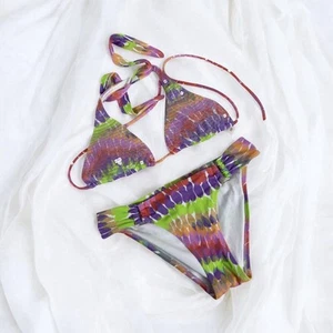 Victorias Secret Bikini 2 Piece Swimsuit Swim Sequins Padded Hipster Boho Size S - Picture 1 of 9