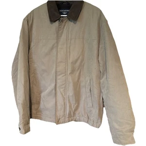 Dockers Bomber Coat Men's Size L brown Removable Fleece Lining Zip Up VTG - Picture 1 of 5