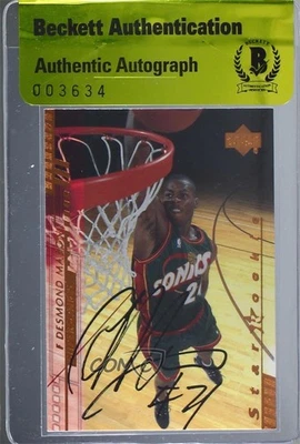 BAS 2000-01 Upper Deck Star Rookie Desmond Mason #237 Auténtico Automático Novato RC Foto 1 de 2