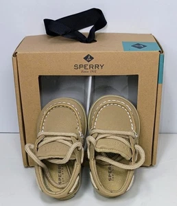 Sperry Top Sider Kleinkind US 1 braun Leder Bootsschuhe Schnürverschluss 0-3 Monate - Bild 1 von 6