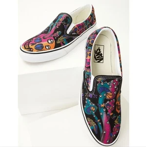 MENS 7.5 NWOT Vans | Trippy Dip Classic Slip-On Shoes Black Multi Mushroom Skull - Picture 1 of 7