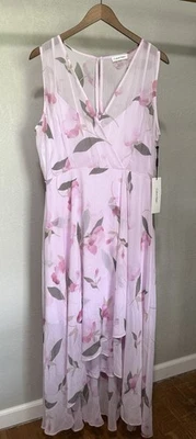 NWT Calvin Klein Faux Wrap Chiffon Maxi Dress Size 12 - Image 1 of 4