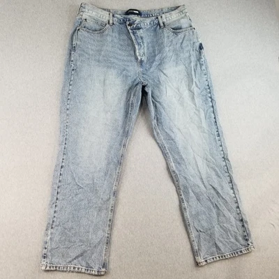 Fashion Nova Jeans Women's Sz 18 VTG Light Cute Cross Button Light Wash Normcore - Image 1 of 4