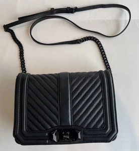 Rebecca Minkoff Chevron Quilted Small Love Crossbody Bag Black Read - Bild 1 von 22
