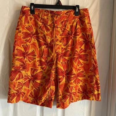 Bañador corto hawaiano húmedo con hebilla Bke talla 34 audaz floral naranja rojo Foto 1 de 4