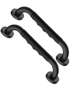 12 Inch Black Shower Grab Bar w/Anti Slip Rubber Grip, 2 Pack Stainless Steel... - Picture 1 of 7