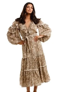 Spell & The Gypsy Collective Ada Gown Leopard Print Size M AU 10 US 6 - Picture 1 of 23