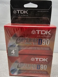 New Sealed (4) Pack NEW-TDK D90 Superior Cassette Tapes Audio Cassettes - Picture 1 of 9