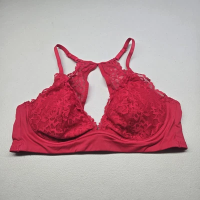 Sujetador ROSA Victoria's Secret Mujer 36C Rojo Floral Bralette Encaje Inalámbrico Foto 1 de 4