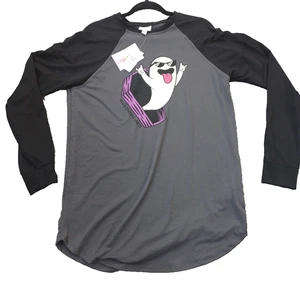 Top Lularoe Erin Unisex Manga Raglán Pequeño - Rock & Roll Halloween Ghost - Imagen 1 de 8